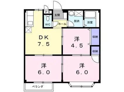 アビーロードA(3DK/1階)の間取り写真