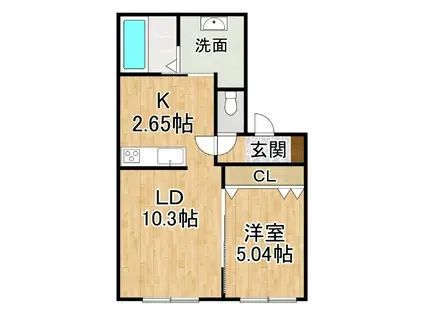 BAUS(1LDK/1階)の間取り写真