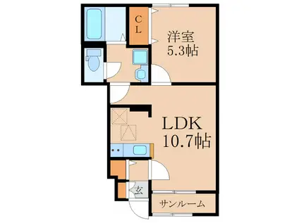 セイバリー KUBO I(1LDK/1階)の間取り写真
