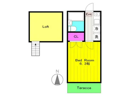 レストハイツ(1K/2階)の間取り写真