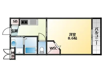 センターフィールドV(1K/1階)の間取り写真
