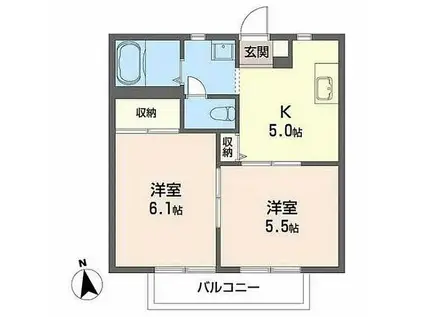 パークタウン壱番館(2K/1階)の間取り写真