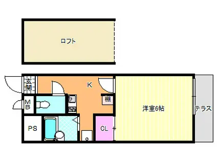 春秋ハイツ(1K/2階)の間取り写真