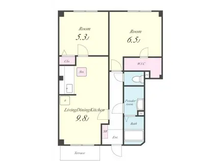 グランパルクB(2DK/1階)の間取り写真