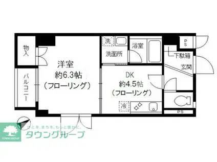 スプリーム九段(1DK/1階)の間取り写真