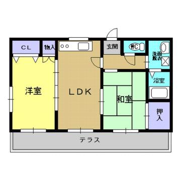 大仙ハイツ(2LDK/1階)の間取り写真