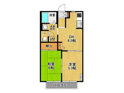 ディアス久留米A(2DK/2階)の間取り写真