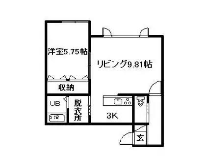 ピアコートシャンテ(1LDK/2階)の間取り写真