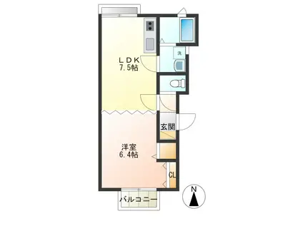 シャルム桜田の丘(1DK/3階)の間取り写真
