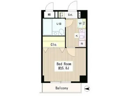 サンライズハイツII(1K/2階)の間取り写真