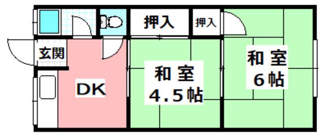 第2山野文化(2DK/2階)の間取り写真