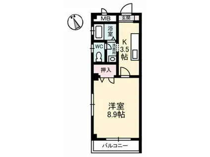 みかげマンション(1K/4階)の間取り写真