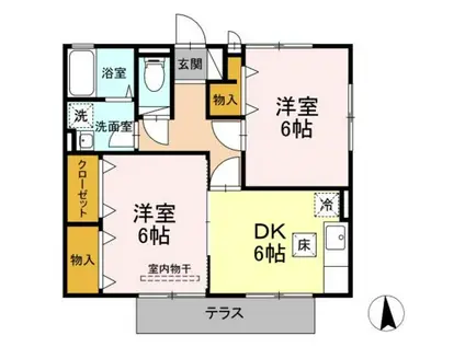 グランドパレス E(2DK/1階)の間取り写真