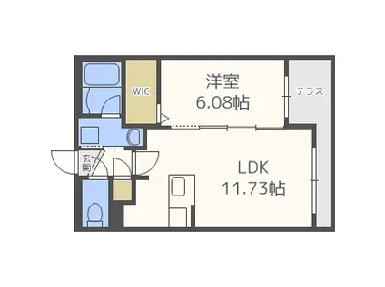 ES711(1LDK/2階)の間取り写真