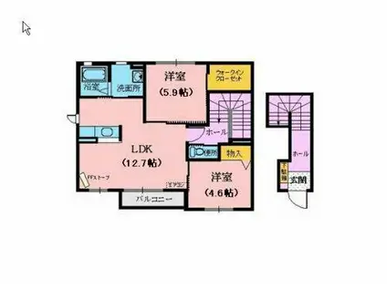 シャーメゾンファイブ(2LDK/2階)の間取り写真