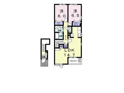 グラン ジール(2LDK/2階)の間取り写真