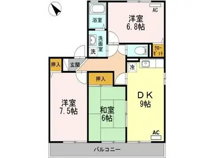 サザンローズサトウ(3DK/2階)の間取り写真