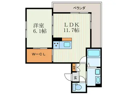 シャーメゾン高辻(1LDK/3階)の間取り写真