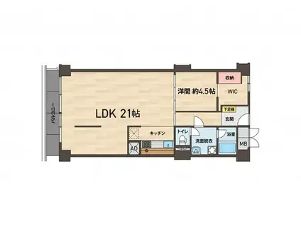 日商岩井今泉マンション(1SLDK/7階)の間取り写真