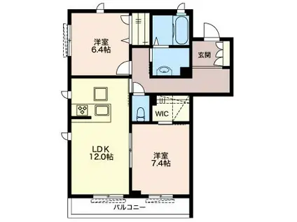 シャーメゾンおおたかの森I(2LDK/2階)の間取り写真
