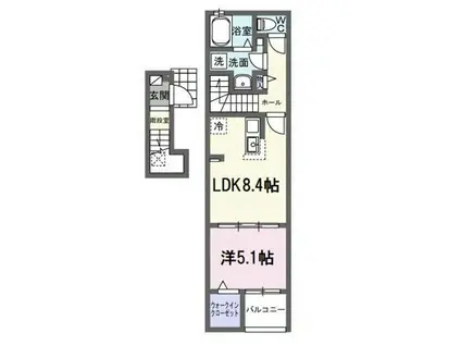 西条町寺家アパート A(1LDK/2階)の間取り写真