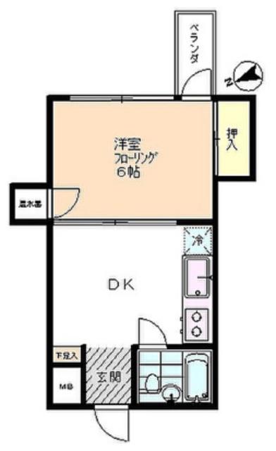 マンション ふき(1DK/3階)の間取り写真