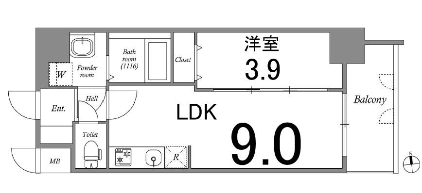 アドバンス名古屋アウリィ(1LDK/8階)の間取り写真