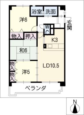 ファインパレス徳重(3LDK/3階)の間取り写真
