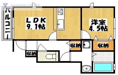 リッツ銀河I(1LDK/1階)の間取り写真