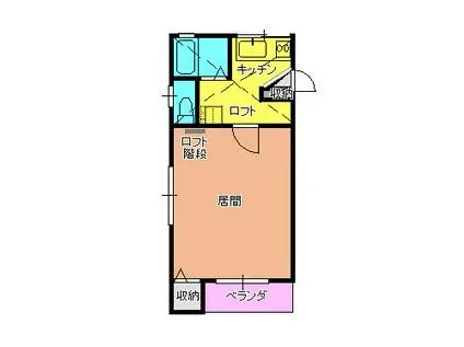 姫山ハイツD(1K/2階)の間取り写真
