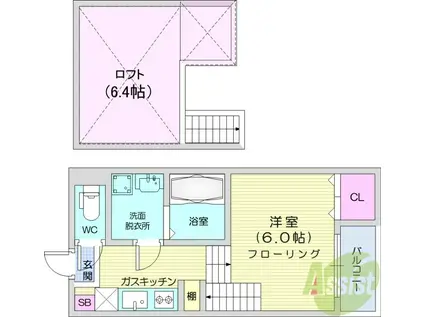 HARMONY PALACE(1K/1階)の間取り写真