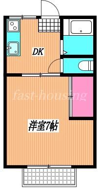 サンハイツシマダ(1DK/2階)の間取り写真