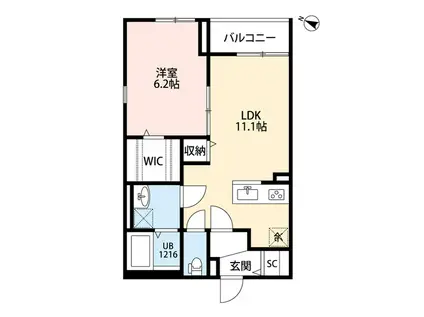 リバービュー打越(1LDK/1階)の間取り写真