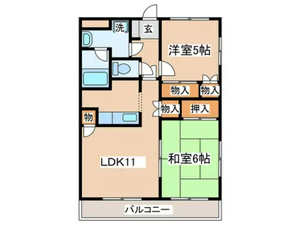 ピュア海老名(2LDK/3階)の間取り写真