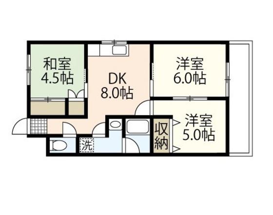 センチュリー宮西(3DK/2階)の間取り写真