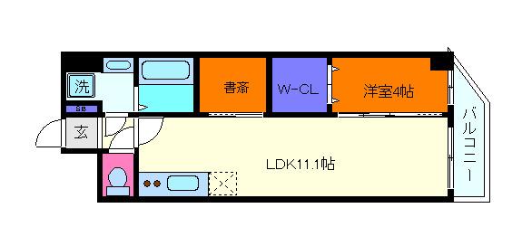 E-C EST BIEN灘(1LDK/2階)の間取り写真