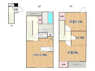 LUMINOUS A棟(2SLDK/1階)の間取り写真