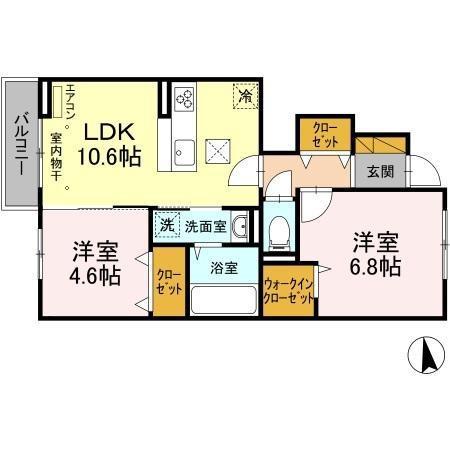 プランドールD(2LDK/1階)の間取り写真