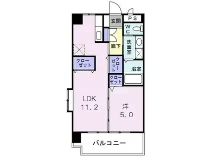 エレガンテむつみ(1LDK/2階)の間取り写真