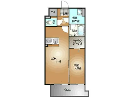 PALMS(1LDK/9階)の間取り写真