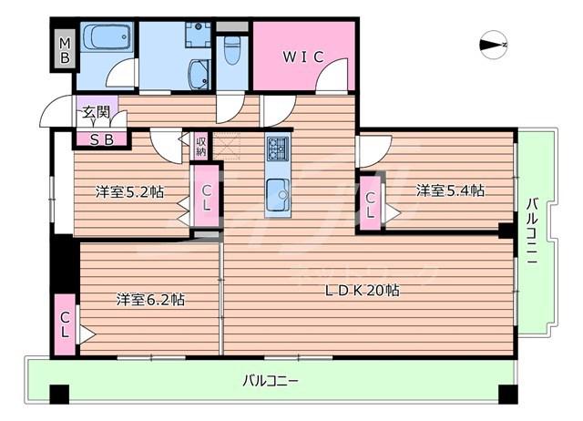 インプルーブ天満橋(3LDK/13階)の間取り写真