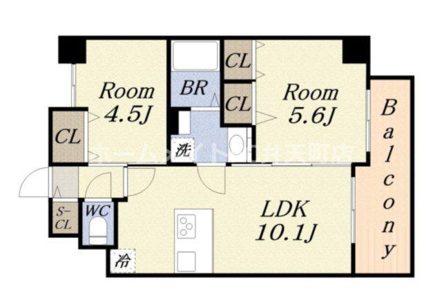 LOUIS RESIDENCE弁天町(2LDK/2階)の間取り写真