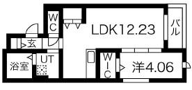 プラチナコート西宮(1LDK/1階)の間取り写真