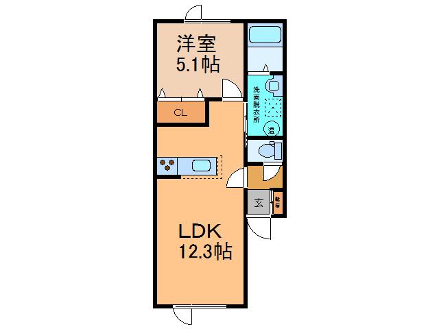 ウィステリアIII(1LDK/2階)の間取り写真