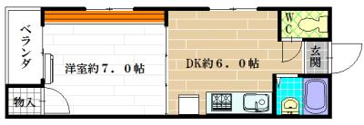 八尾木グリーンハイツ(1DK/1階)の間取り写真