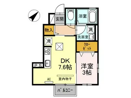 フォレスト上野山(1DK/1階)の間取り写真