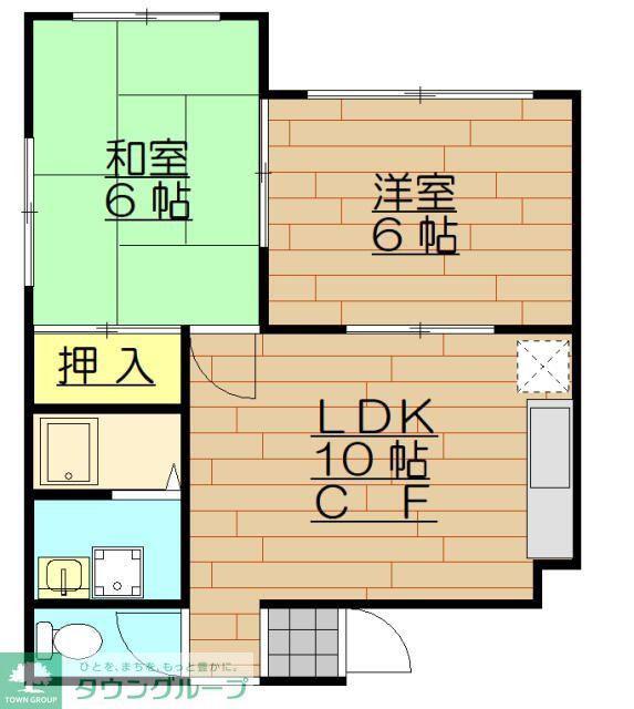 鶴ケ舞コーポ(2DK/3階)の間取り写真