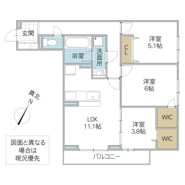 グランディール柏の葉(3LDK/2階)の間取り写真