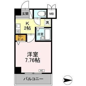 ラフィネ高峯(1K/4階)の間取り写真
