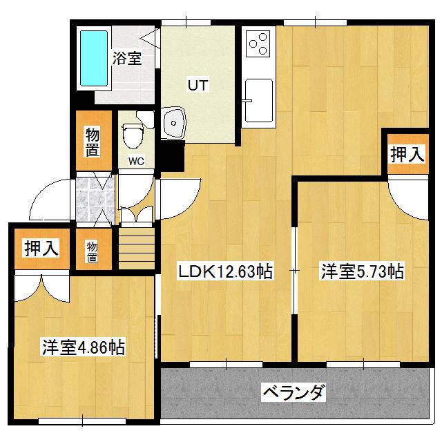 クラージュ春光III(2LDK/3階)の間取り写真